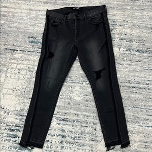 Express Black Distressed Skinny Jeans